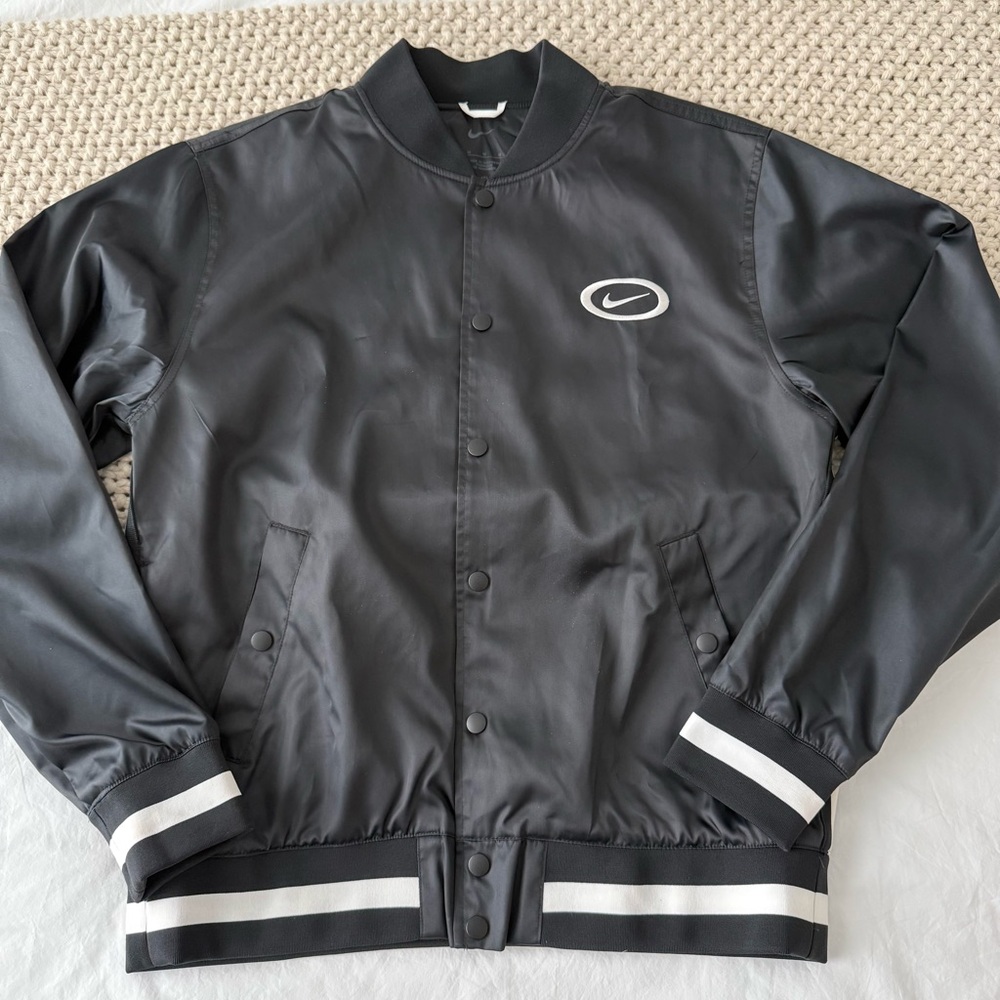 Nike Black Varsity Jacket with White Accents